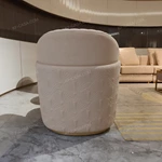 Beige Fabric L-Shape Sofa Set with Geometric Panel Craftsmanship & Fan-Shaped Quilting